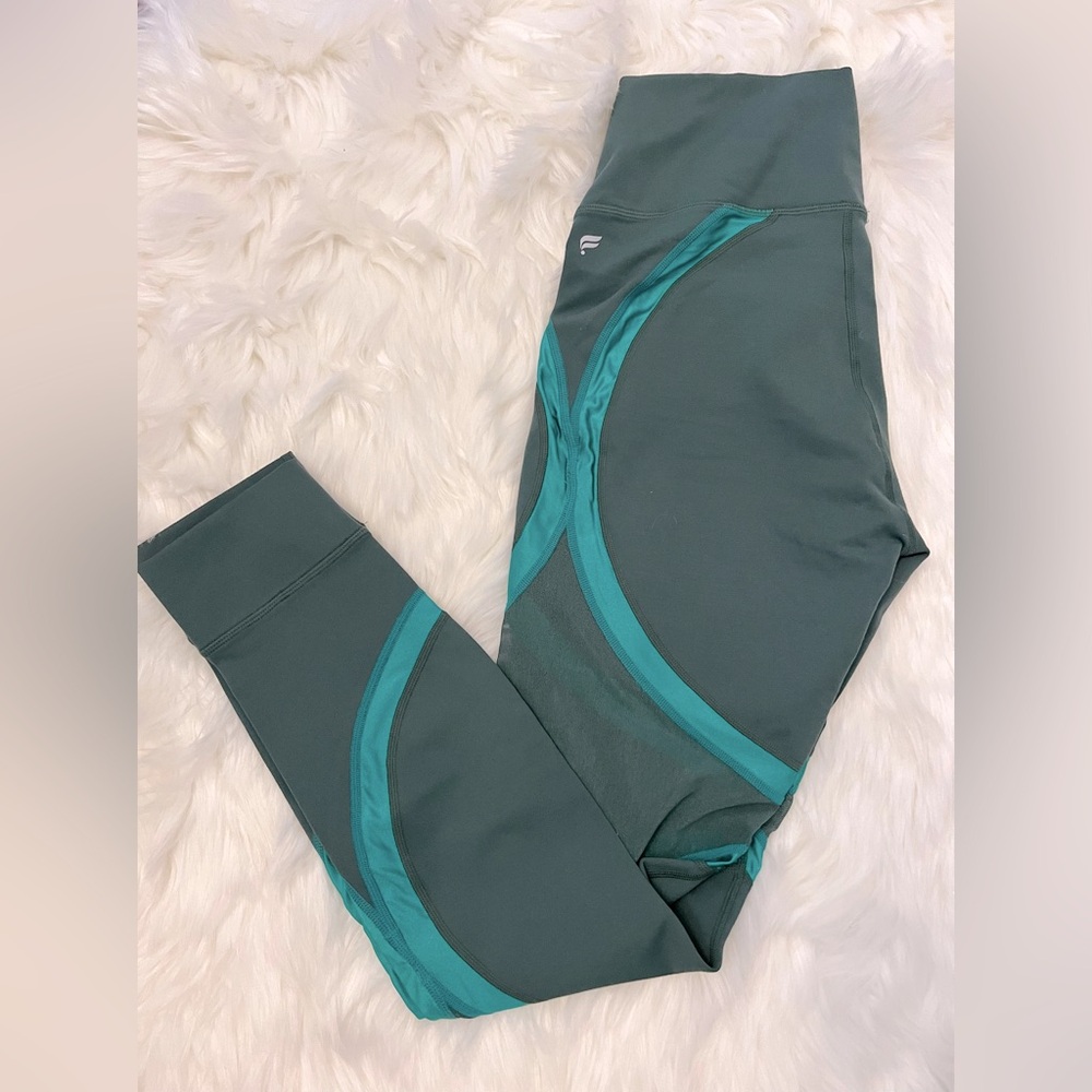 Fabletics powerhold teal with mesh leggings